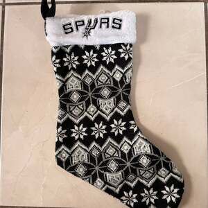 San Antonio Spurs NBA Holiday Stocking, Black and White Fair Isle Knit